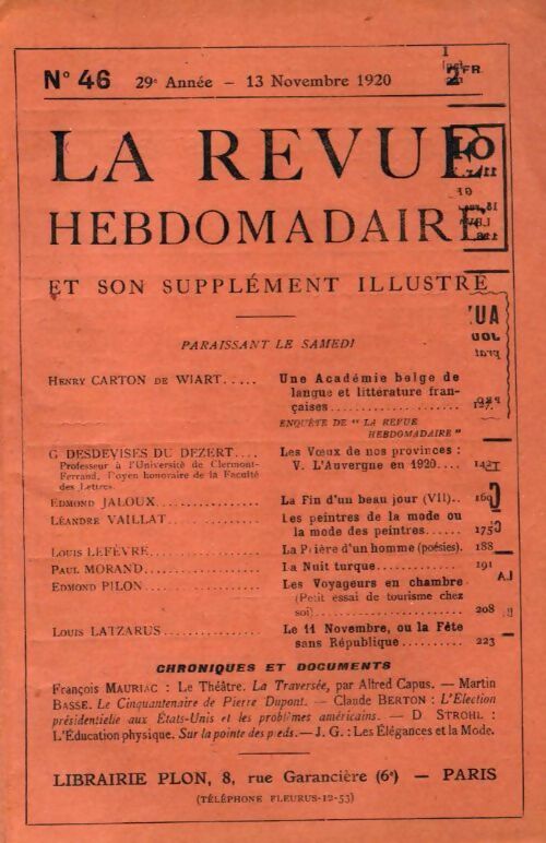 La revue hebdomadaire 29e année n°46 - Collectif - Livre