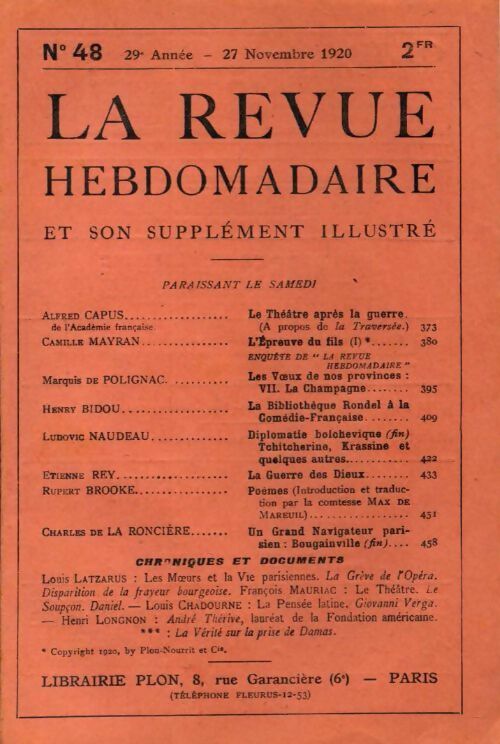 La revue hebdomadaire 29e année n°48 - Collectif - Livre