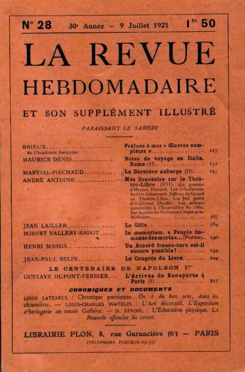 La revue hebdomadaire 30e année n°28 - Collectif - Livre