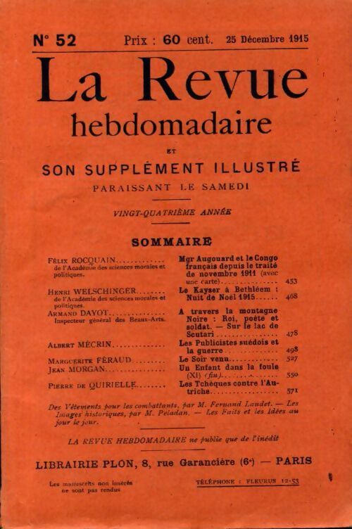 La revue hebdomadaire 24e année n°52 - Collectif - Livre