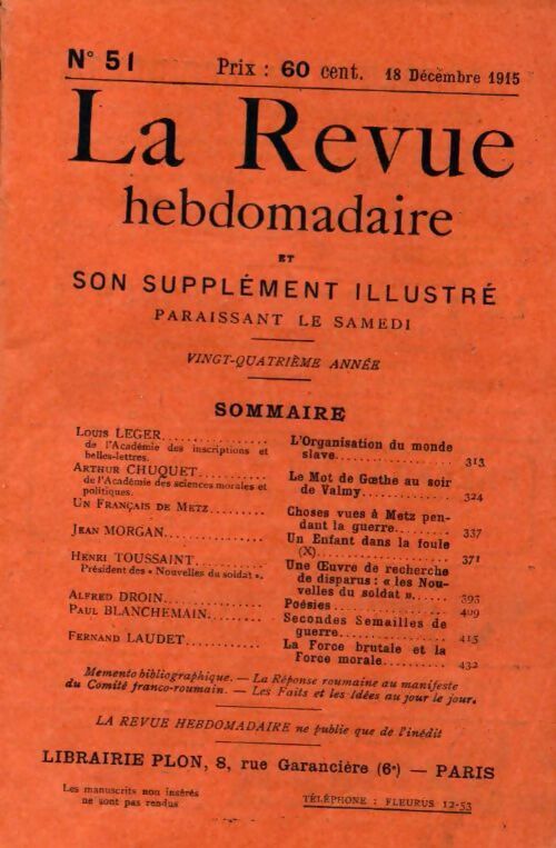 La revue hebdomadaire 24e année n°51 - Collectif - Livre