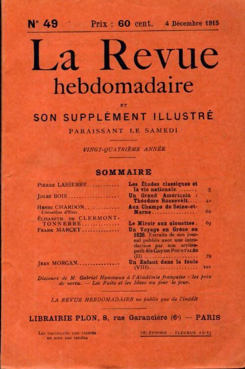 La revue hebdomadaire 24e année n°49 - Collectif - Livre