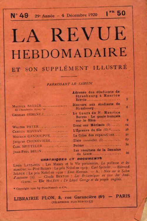 La revue hebdomadaire 29e année n°49 - Collectif - Livre