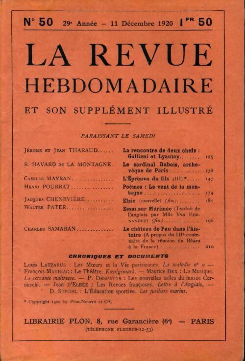 La revue hebdomadaire 29e année n°50 - Collectif - Livre