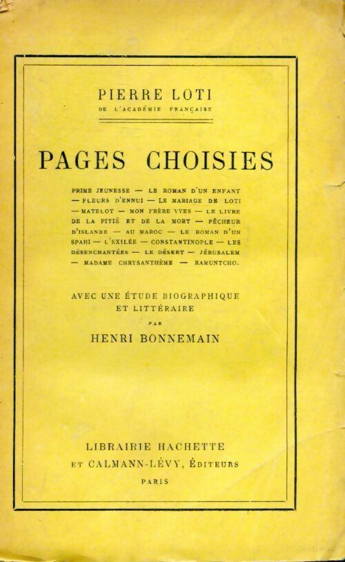Pages choisies - Pierre Loti - Livre
