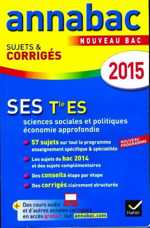 SES Terminale ES. Sujets et corrigés 2015 - Bertrand Affilé - Livre