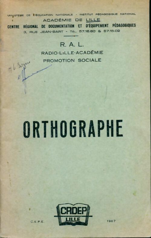 Orthographe - R.A.L. - Livre