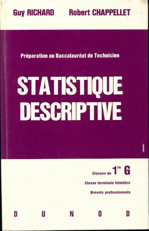 Statistique descriptive Première G - Guy Richard - Livre