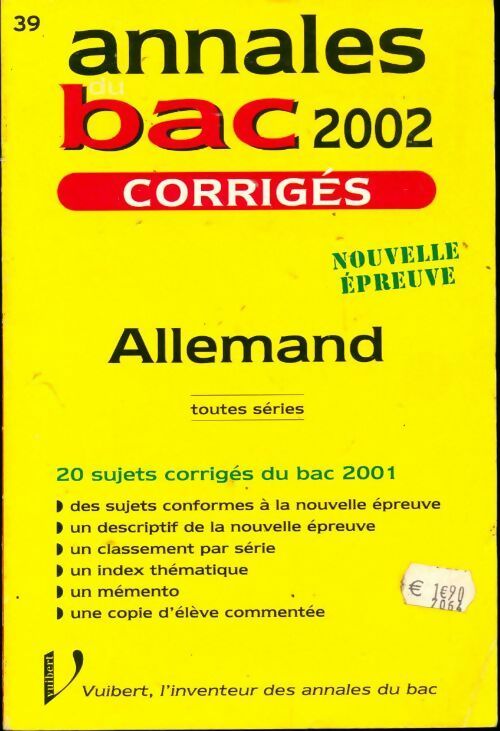 Allemand toutes séries 2002 corrigés - Christophe Journoud - Livre