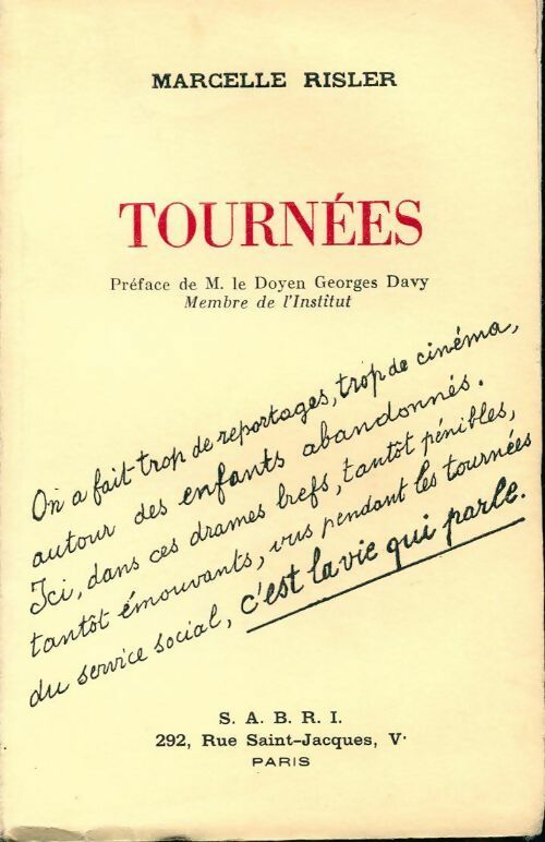 Tournées - Marcelle Risler - Livre