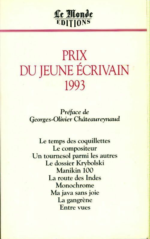 Prix du jeune écrivain tome 1993 : - Collectif - Livre