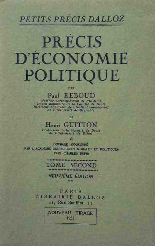Précis d'économie politique - Henri Guitton, Paul Reboud - Livre