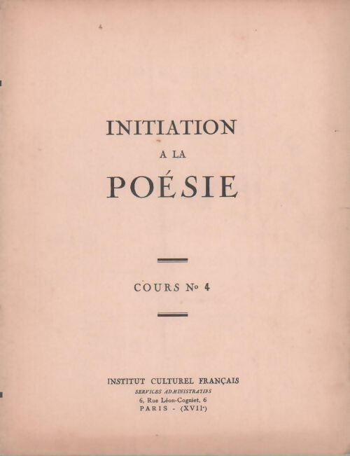 Initiation à la poésie - Collectif - Livre