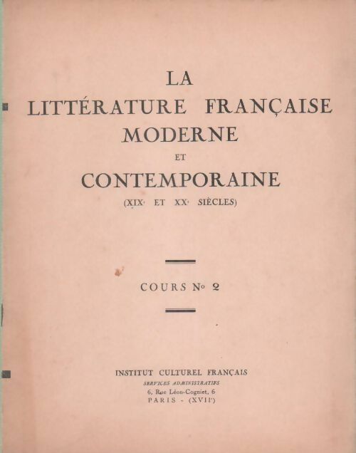 La littérature française moderne et contemporaine - Collectif - Livre