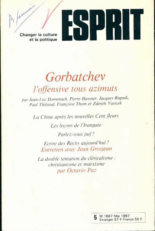 Esprit n°126 : Gorbatchev - Collectif - Livre