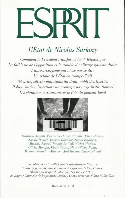 Esprit n°363: l?État de Nicolas Sarkozy - Collectif - Livre