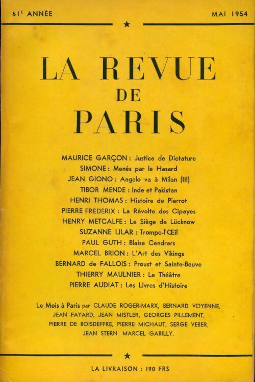La revue de Paris 1954 n°5 - Collectif - Livre