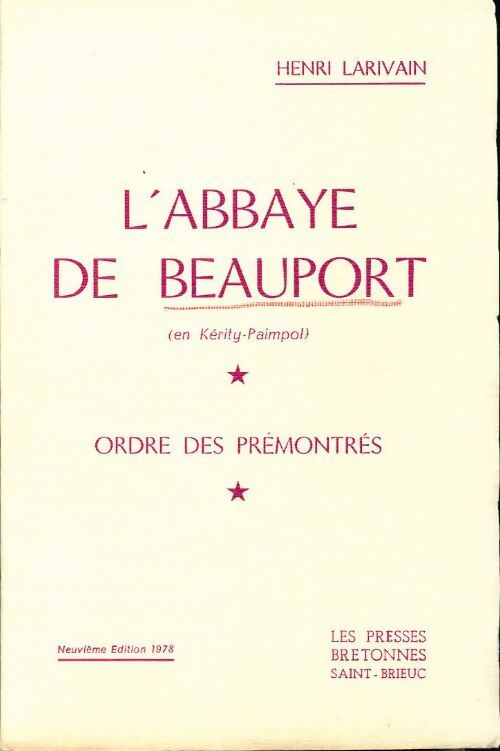 L'abbaye de Beauport - Henri Larivain - Livre