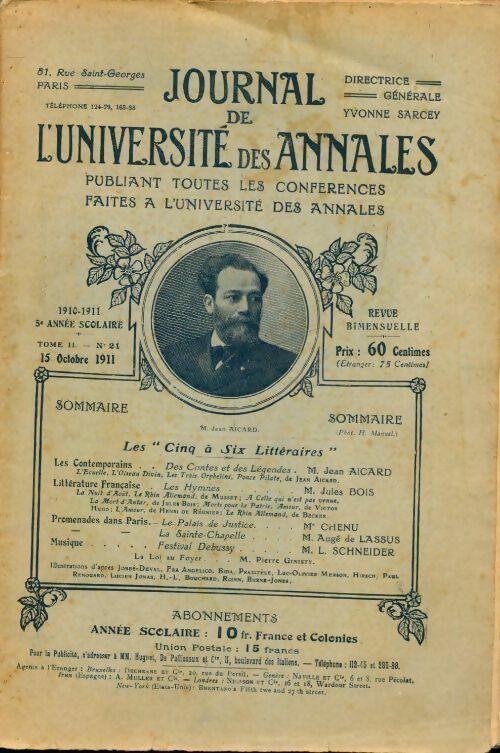 Journal de l'université des annales n°21 : Les cinq a six littéraires - Collectif - Livre