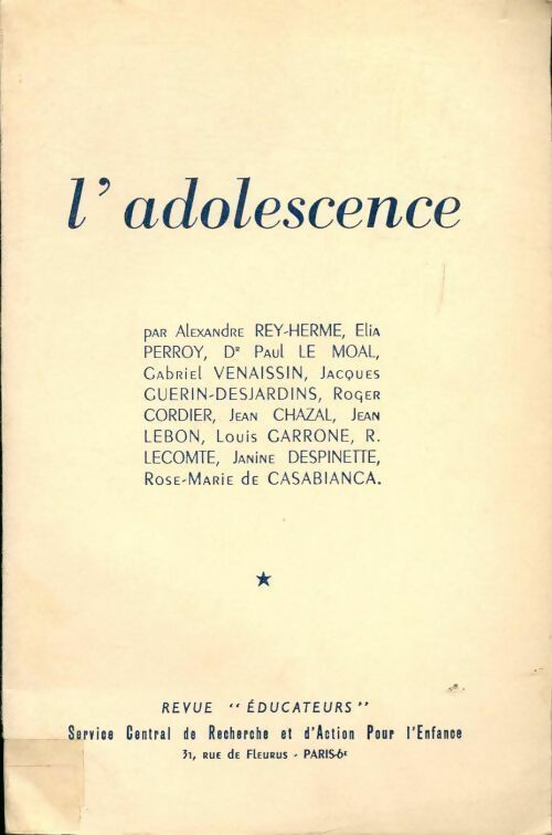 L'adolescence - Collectif - Livre