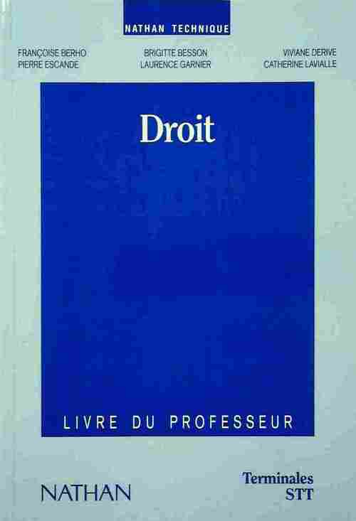 Droit Terminale STT. Livre du professeur - Collectif - Livre
