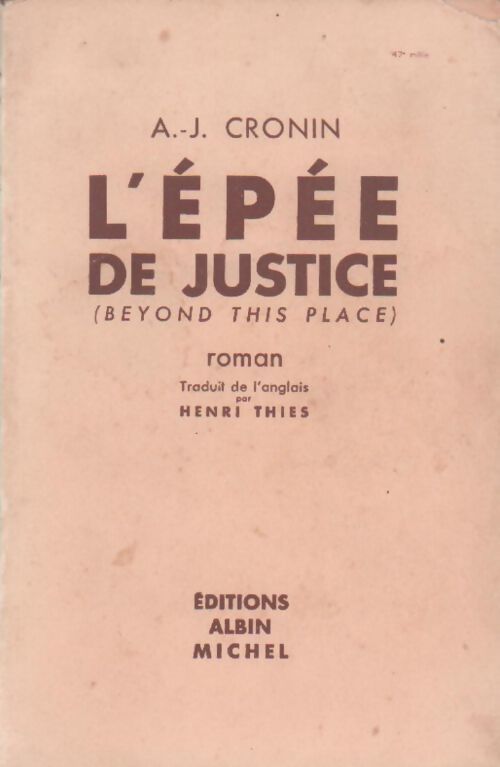 L'épée de justice - Archibald Joseph Cronin - Livre