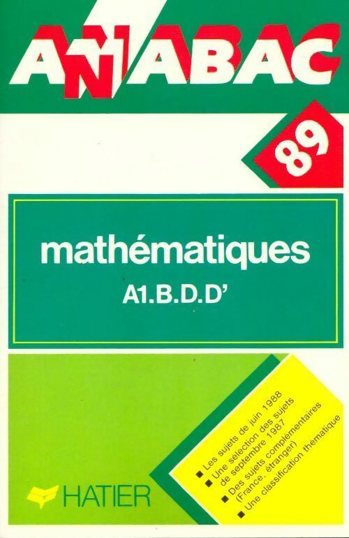 Mathématiques Terminales A1, B, D, D' 1989 - Collectif - Livre