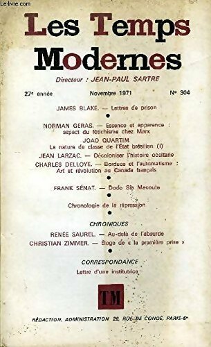 Les temps modernes n°304 - Collectif - Livre