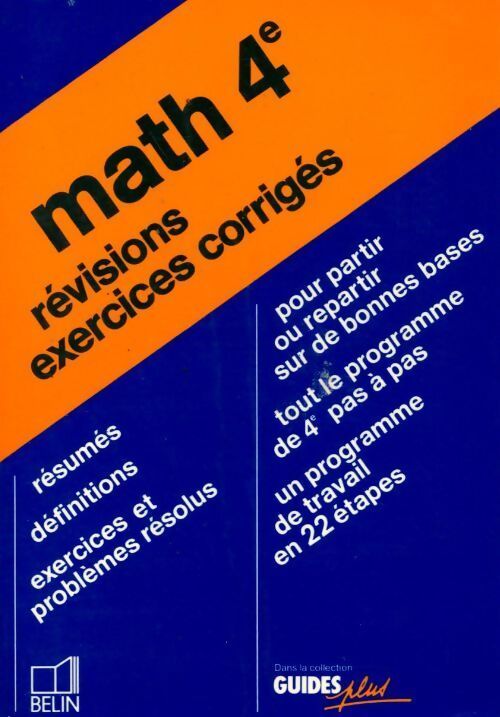 Mathématiques 4e. Révisions. Exercices corrigés - Jean-Louis Boursin - Livre