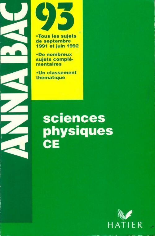 Sciences physiques Terminales C, E 1993 - Collectif - Livre