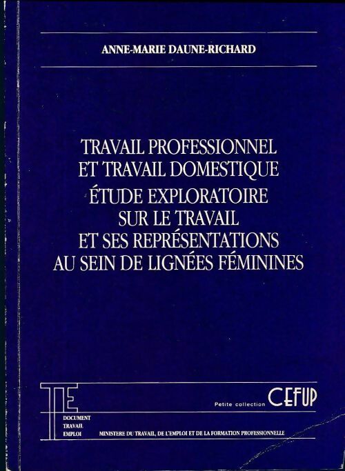 Travail professionnel et travail domestique - Anne-Marie Daune-Richard - Livre
