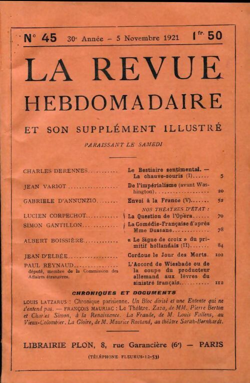 La revue hebdomadaire 30e année n°45 - Collectif - Livre