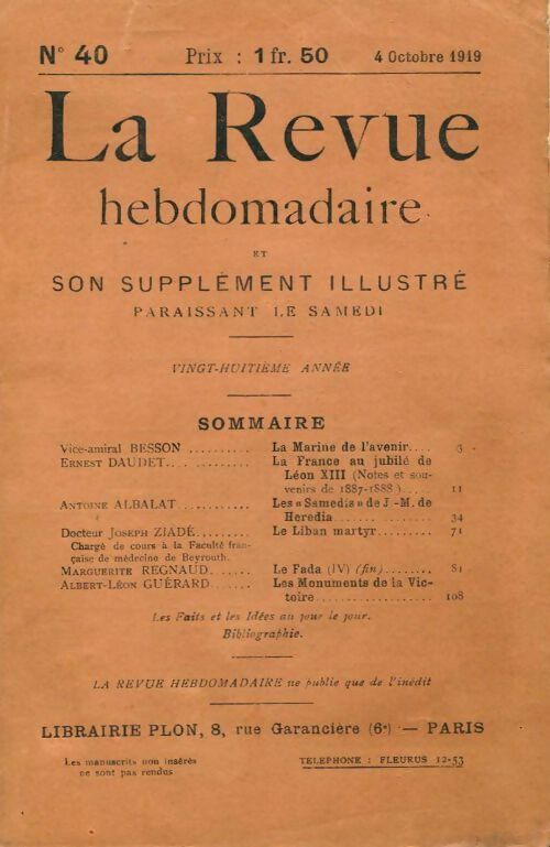 La revue hebdomadaire 28e année n°40 - Collectif - Livre