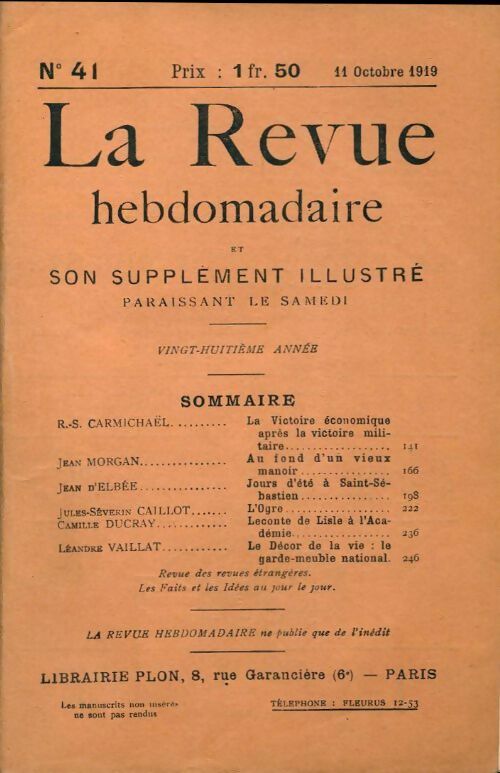 La revue hebdomadaire 28e année n°41 - Collectif - Livre