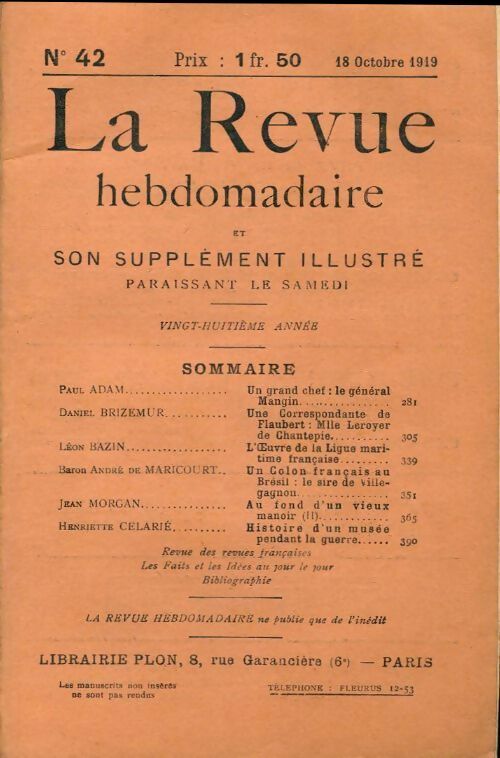 La revue hebdomadaire 28e année n°42 - Collectif - Livre