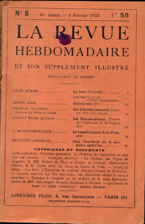 La revue hebdomadaire 32e année n°5 - Collectif - Livre