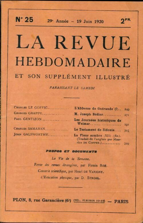 La revue hebdomadaire 29e année n°25 - Collectif - Livre