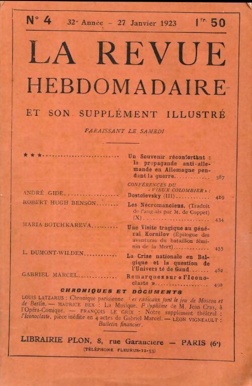 La revue hebdomadaire 32e année n°4 - Collectif - Livre