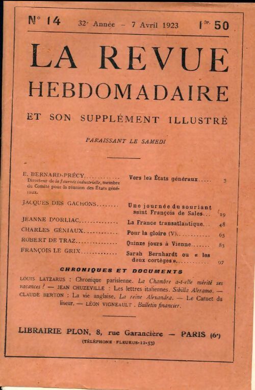La revue hebdomadaire 32e année n°14 - Collectif - Livre