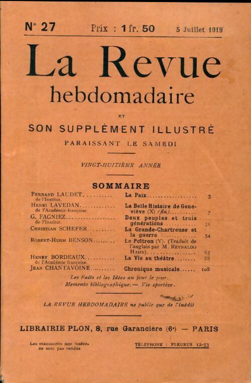 La revue hebdomadaire 28e année n°27 - Collectif - Livre
