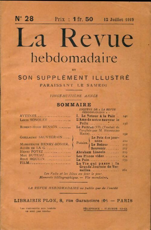 La revue hebdomadaire 28e année n°28 - Collectif - Livre