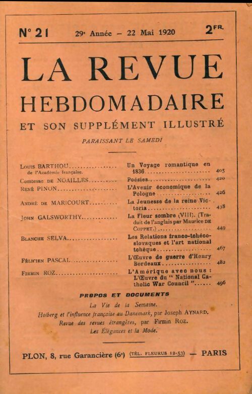 La revue hebdomadaire 29e année n°21 - Collectif - Livre