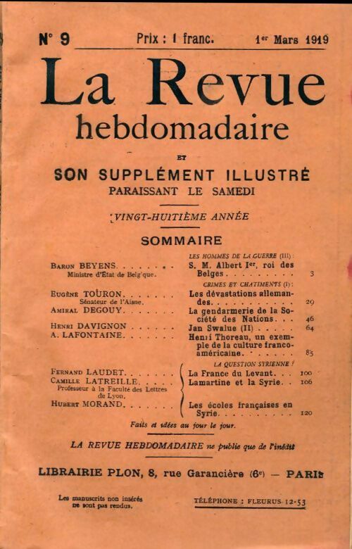 La revue hebdomadaire 28e année n°9 - Collectif - Livre
