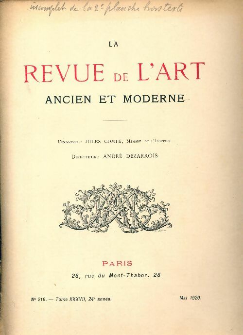 Revue de l'art ancien et moderne n°216 - Collectif - Livre