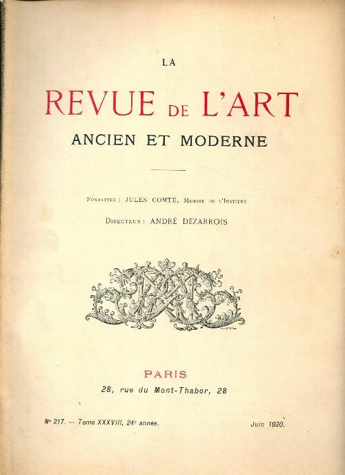 Revue de l'art ancien et moderne n°217 - Collectif - Livre