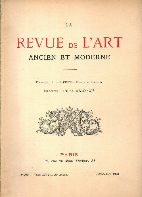 Revue de l'art ancien et moderne n°218 - Collectif - Livre