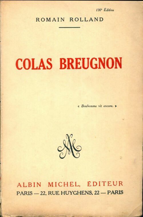 Colas Breugnon - Romain Rolland - Livre
