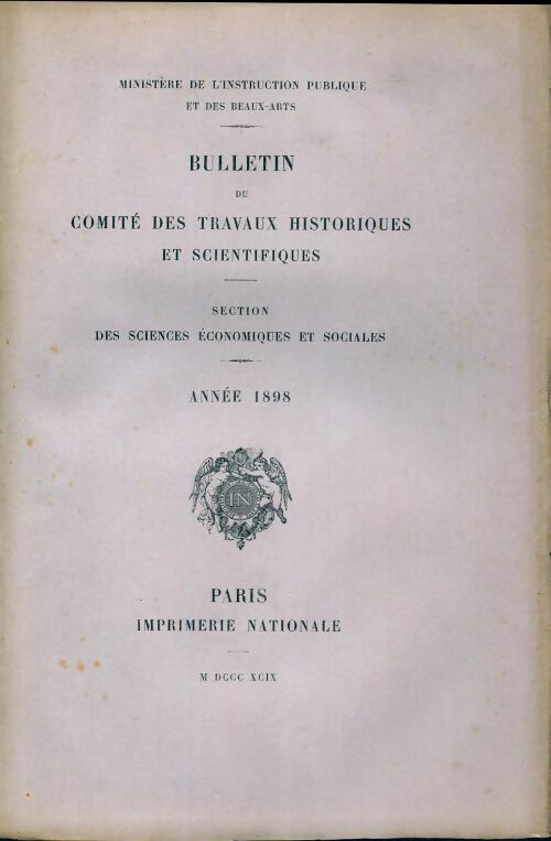 Bulletin du comité des travaux historiques et scientifiques 1898 - Collectif - Livre