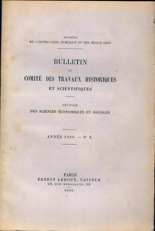 Bulletin du comité des travaux historiques et scientifiques 1890 n°2 - Collectif - Livre