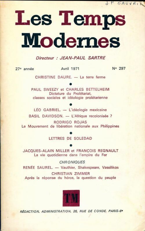 Les temps modernes n°297 - Collectif - Livre
